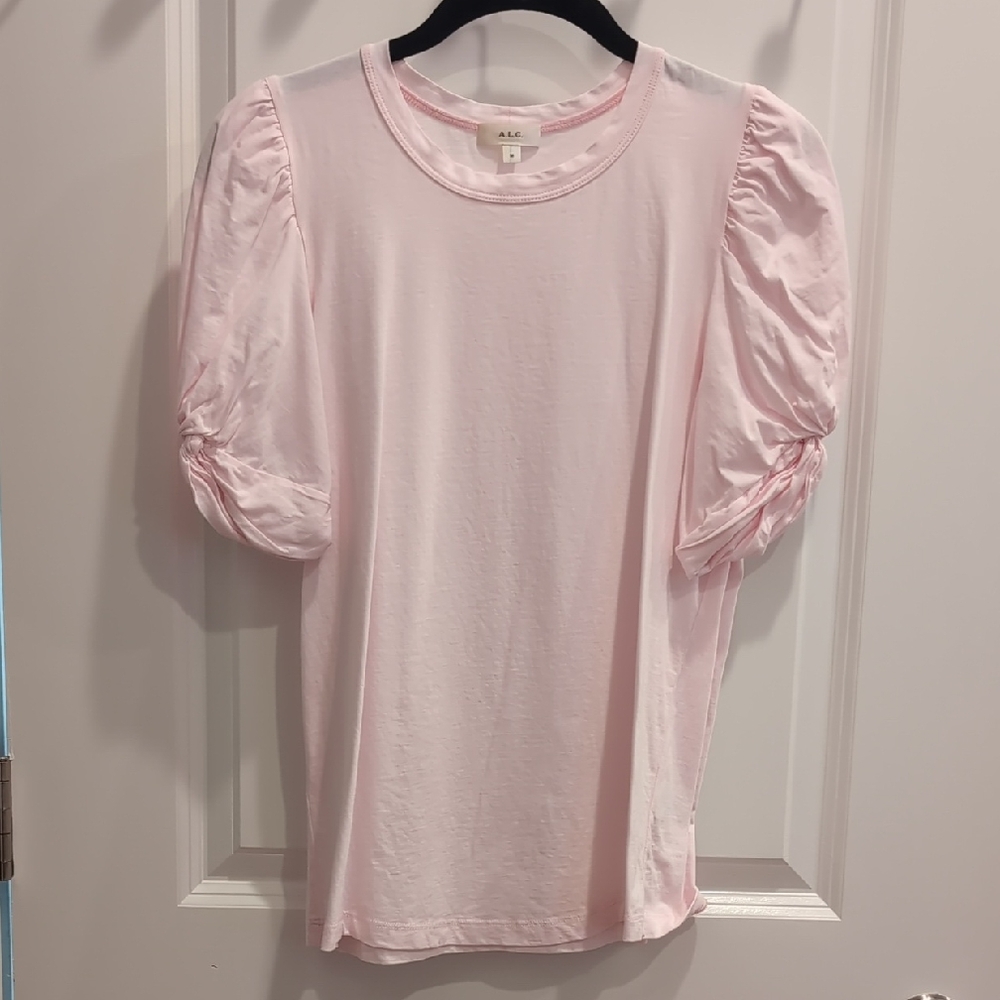 A.L.C. Puff Sleeve Tee in Pale Pink